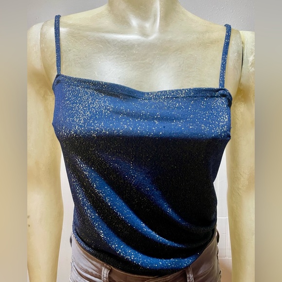 Reformation Tops - Reformation Navy and Gold Sparkle Top